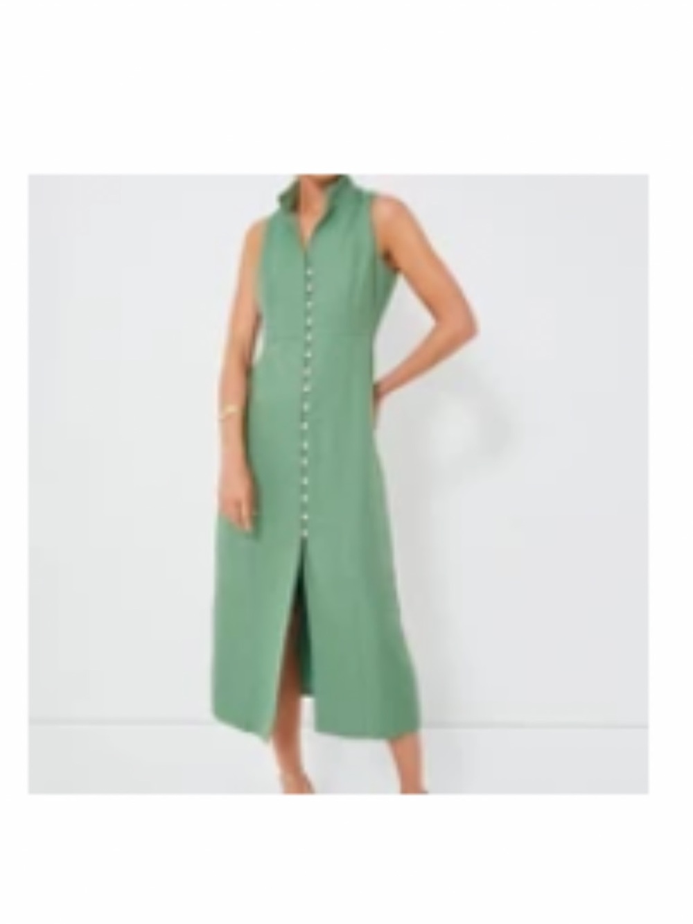 Tuckernuck Sleeveless Button-Front Midi Dress in Sage Green